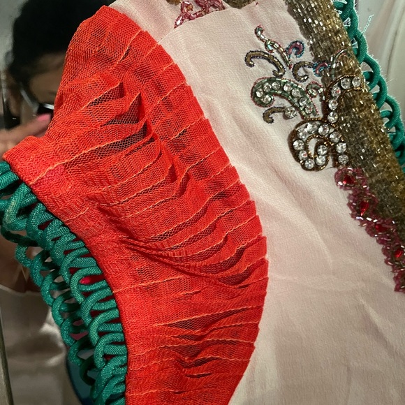 Beaded Indian Peacock Print Kameez - Picture 2 of 6